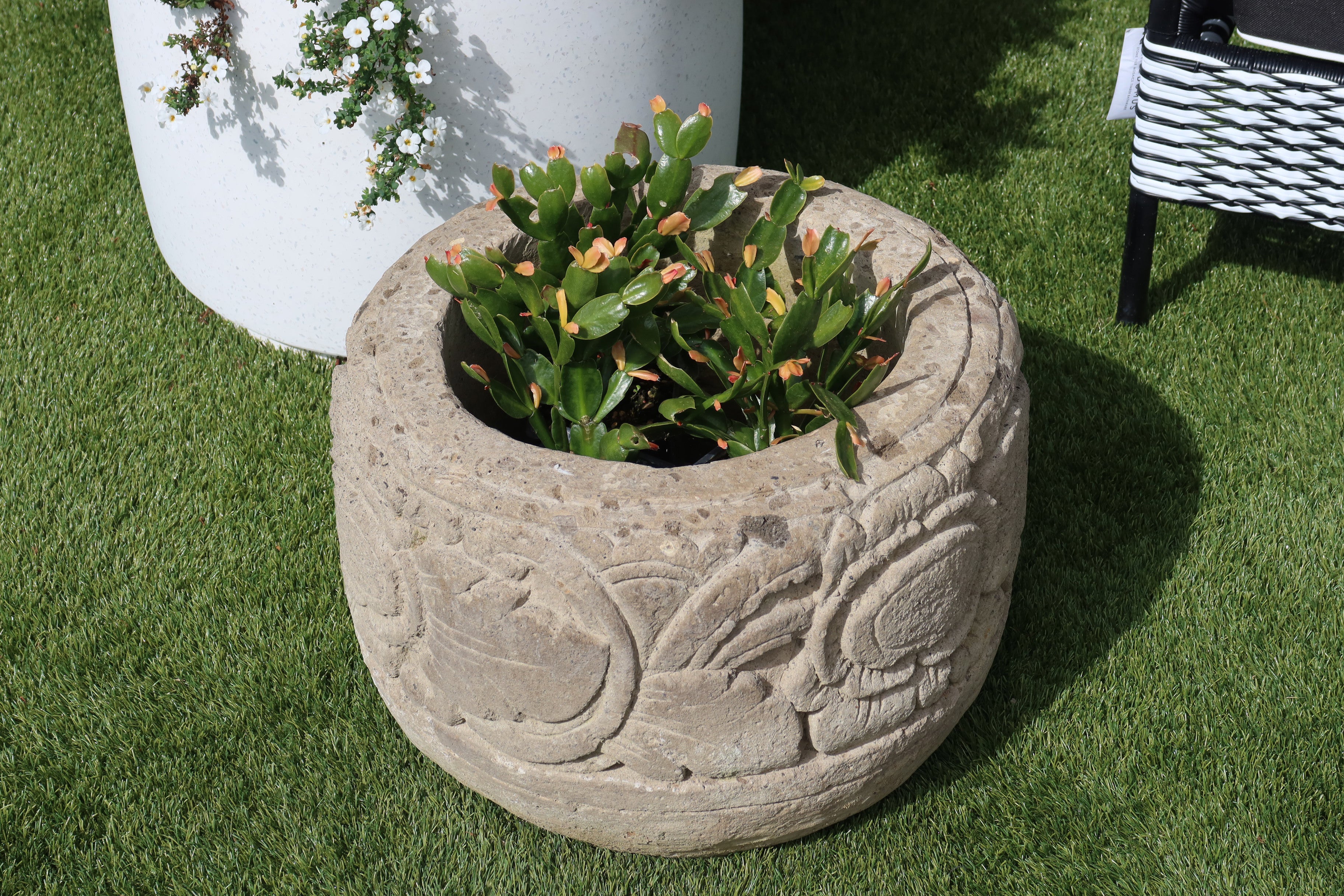 Pot Carved Greenstone Small