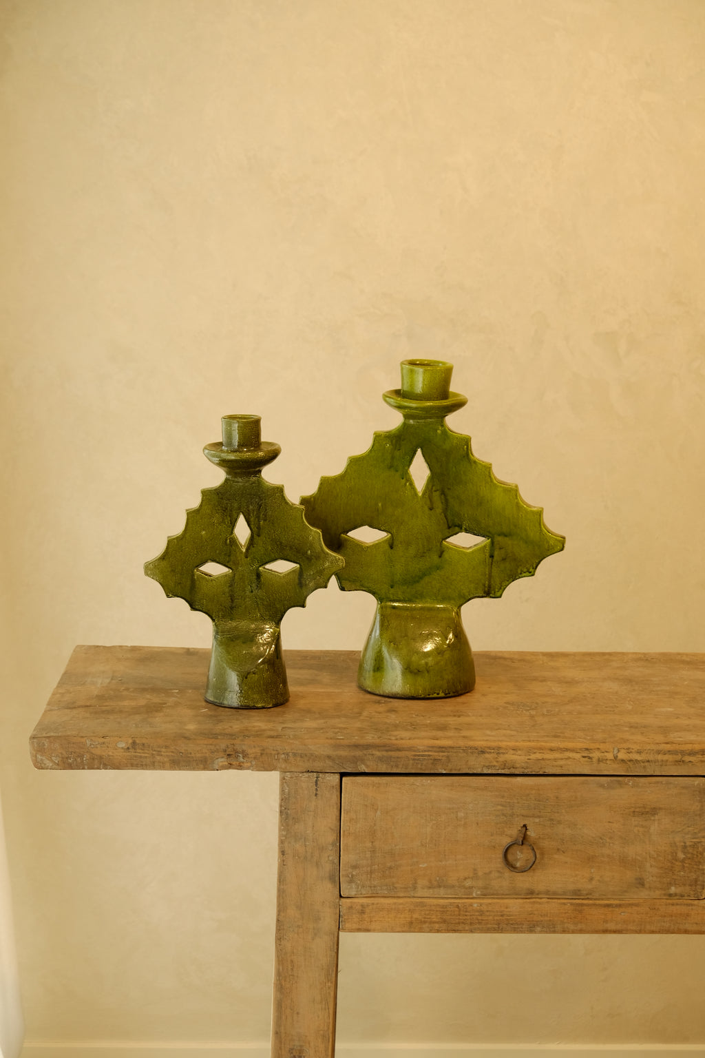Candle Holder Glazed Green 300mm