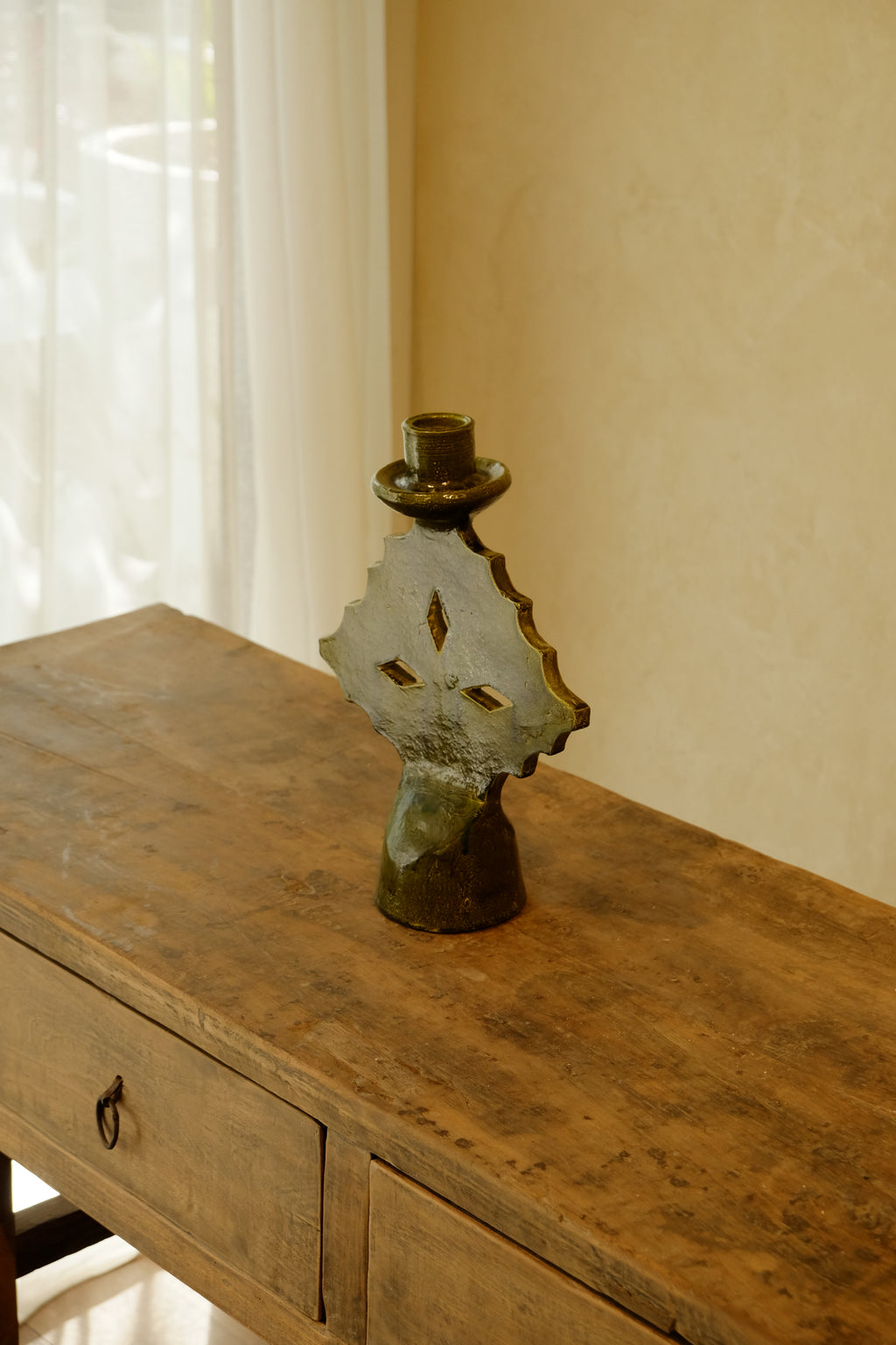 Candle Holder Glazed Green 300mm
