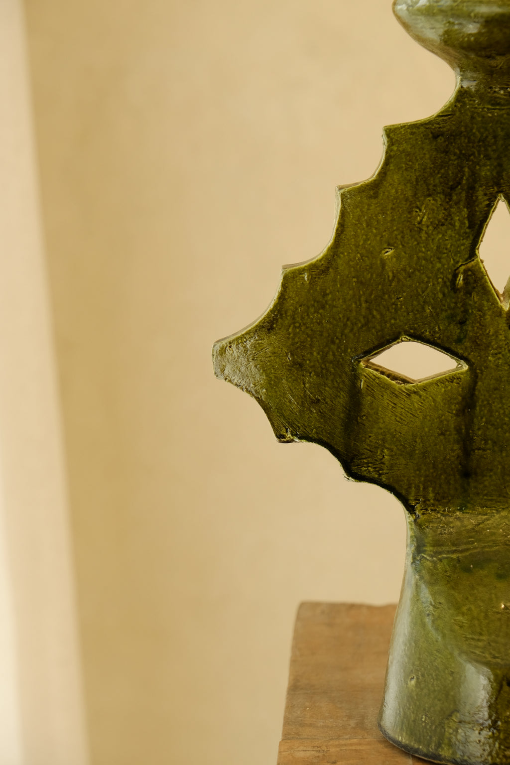 Candle Holder Glazed Green 300mm