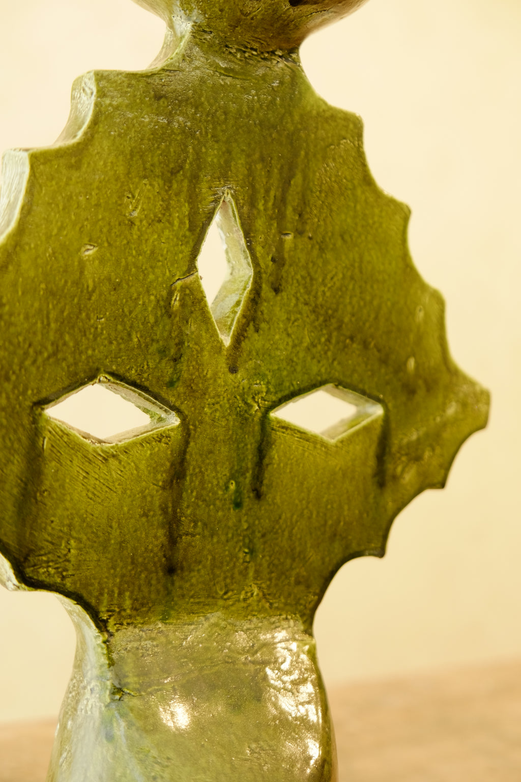 Candle Holder Glazed Green 300mm