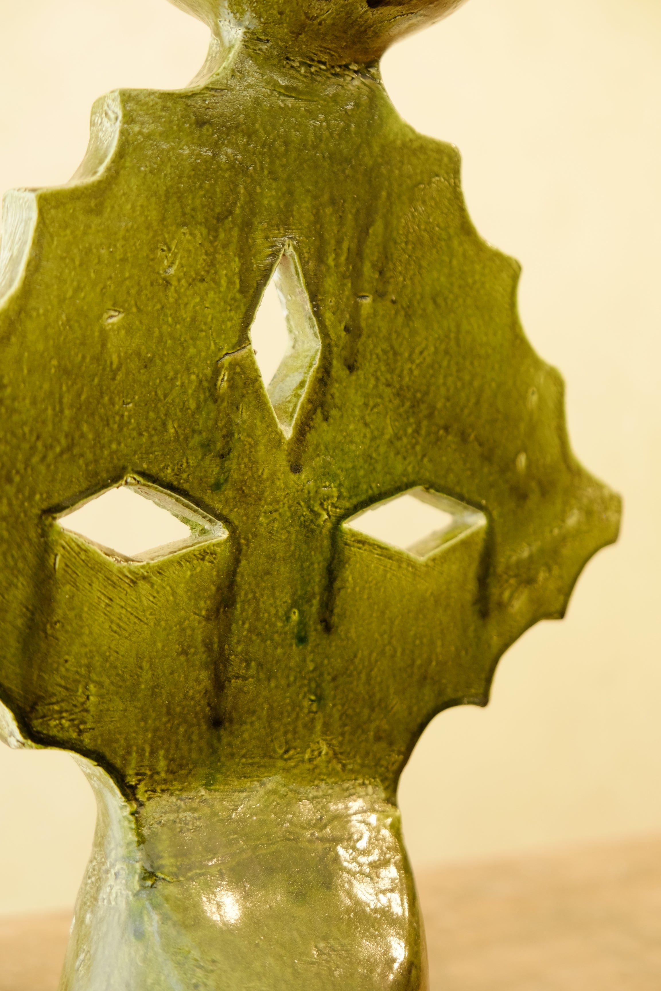 Candle Holder Glazed Green 300mm