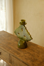 Candle Holder Glazed Green 250mm