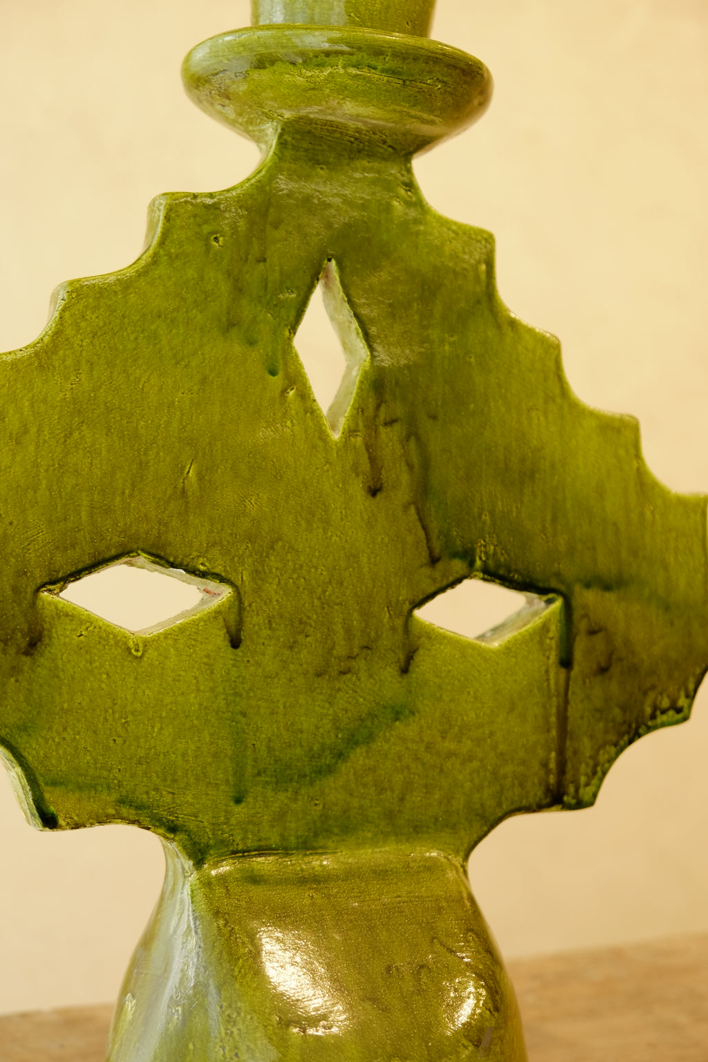Candle Holder Glazed Green 250mm