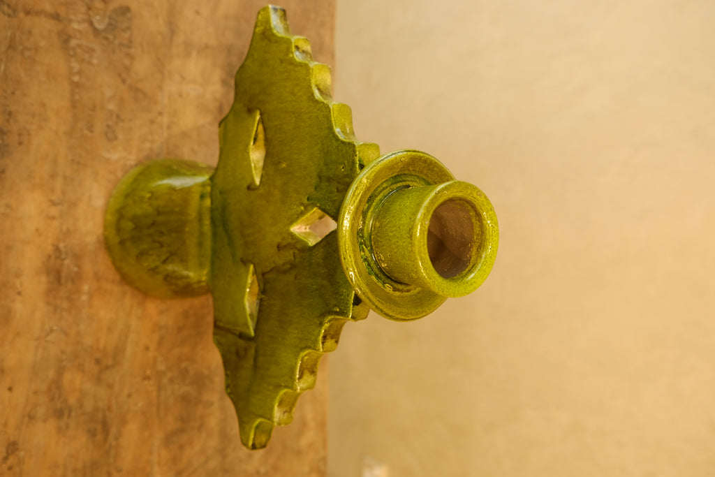 Candle Holder Glazed Green 250mm