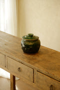 Jar Green Glazed with Lid Small