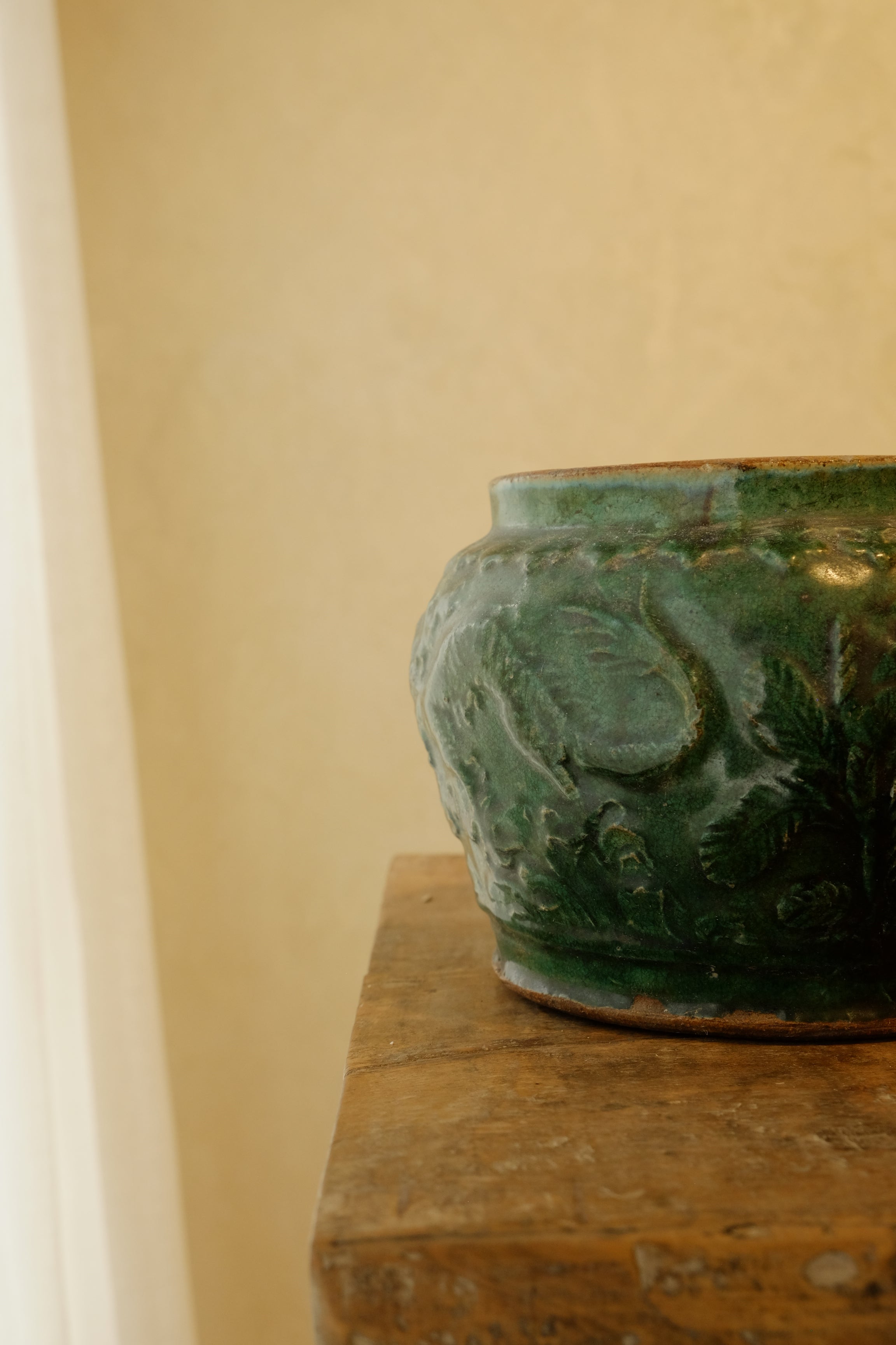 Jar Green Glazed with Lid Small