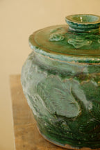 Jar Green Glazed with Lid Small