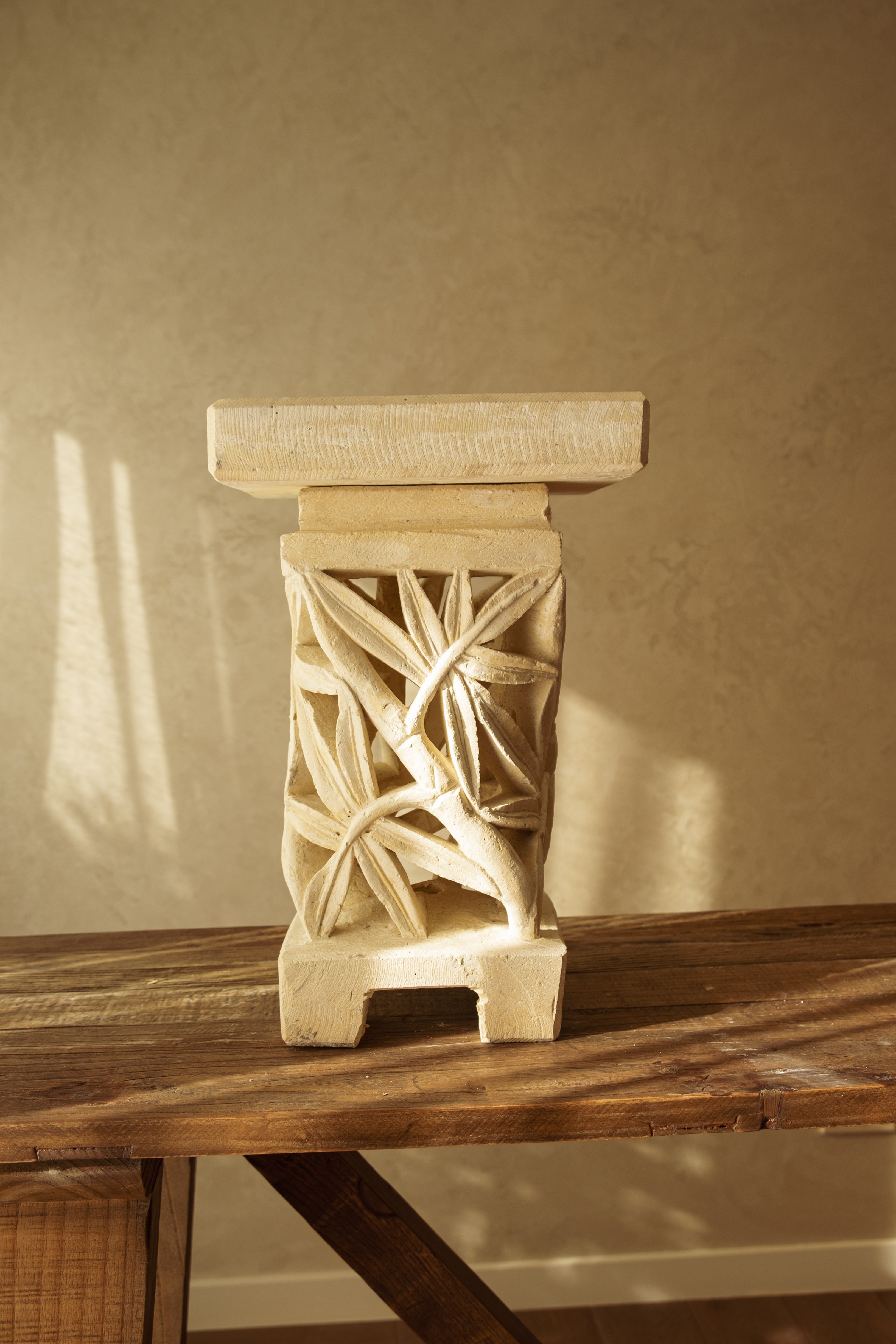 Carved Sandstone Pedestal – 450 mm