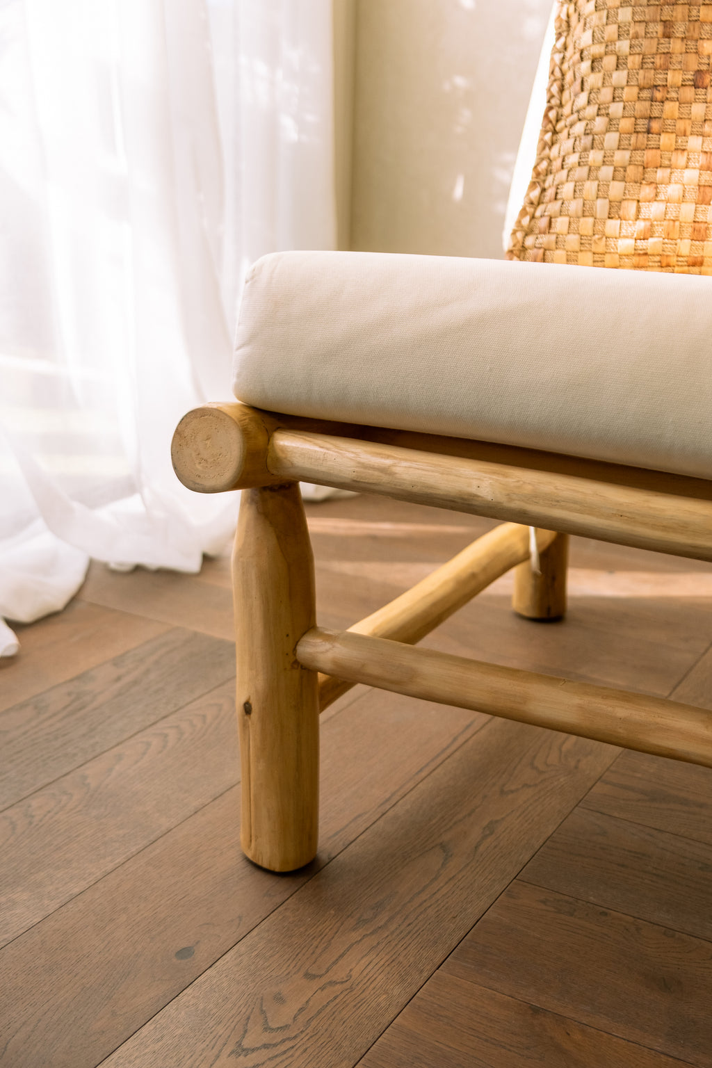 Ranting Bamboo Sofa with Mattress Cushion – Tom Ford Ivory