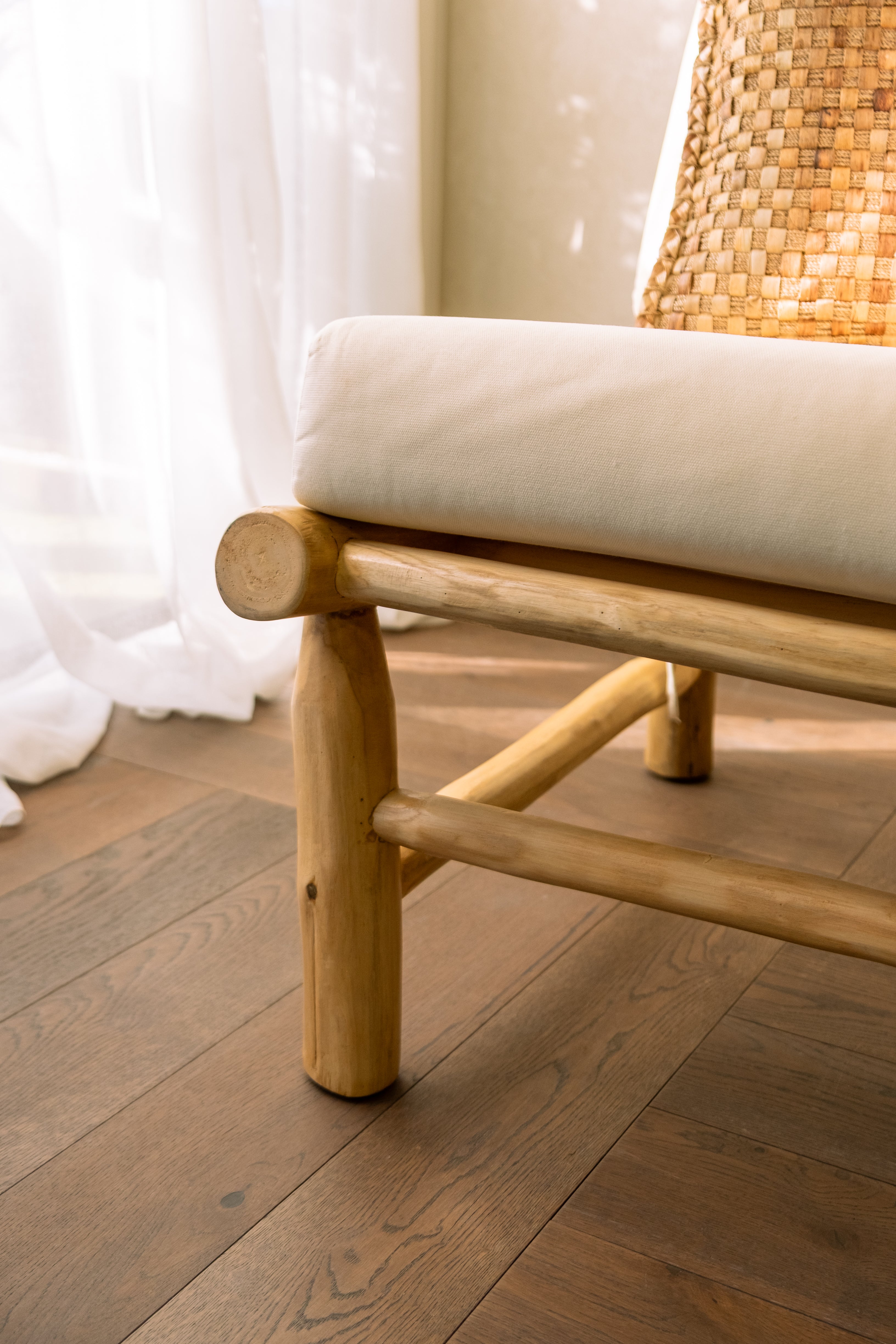 Ranting Bamboo Sofa with Mattress Cushion – Tom Ford Ivory