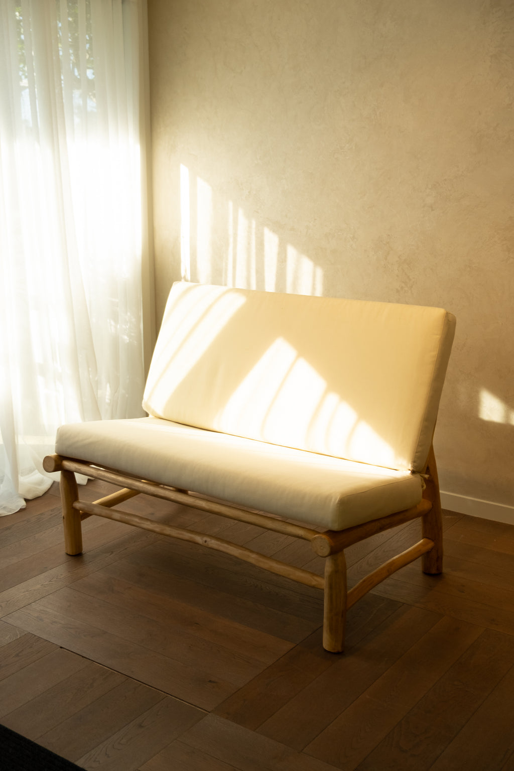 Ranting Bamboo Sofa with Mattress Cushion – Tom Ford Ivory