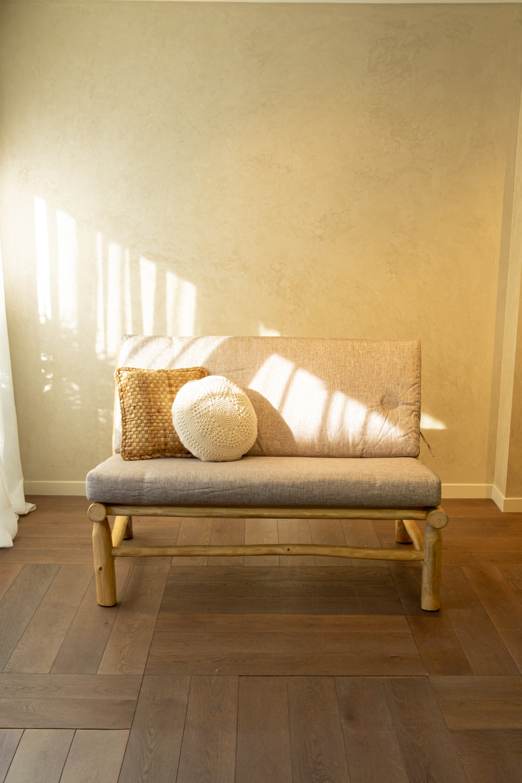 Ranting Bamboo Sofa with Mattress Cushion – Vienna Sand