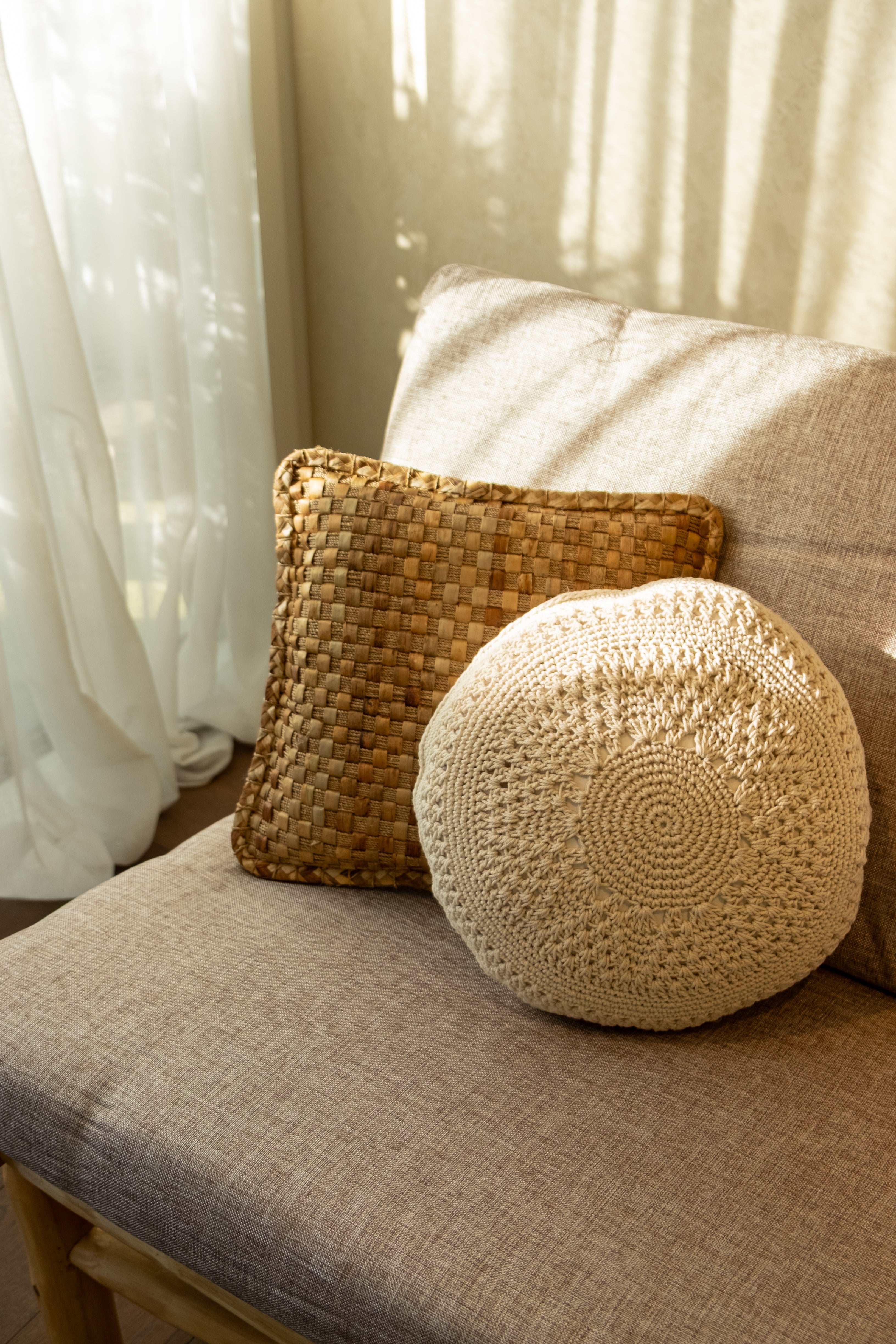 Ranting Bamboo Sofa with Mattress Cushion – Vienna Sand