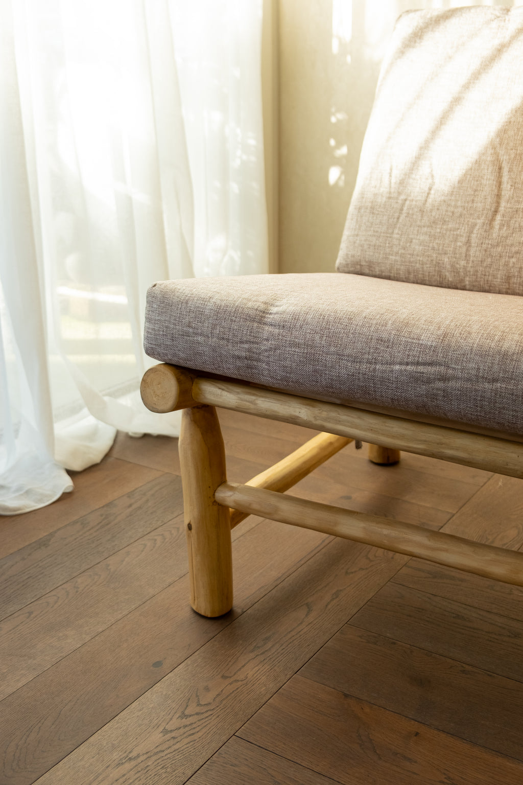 Ranting Bamboo Sofa with Mattress Cushion – Vienna Sand