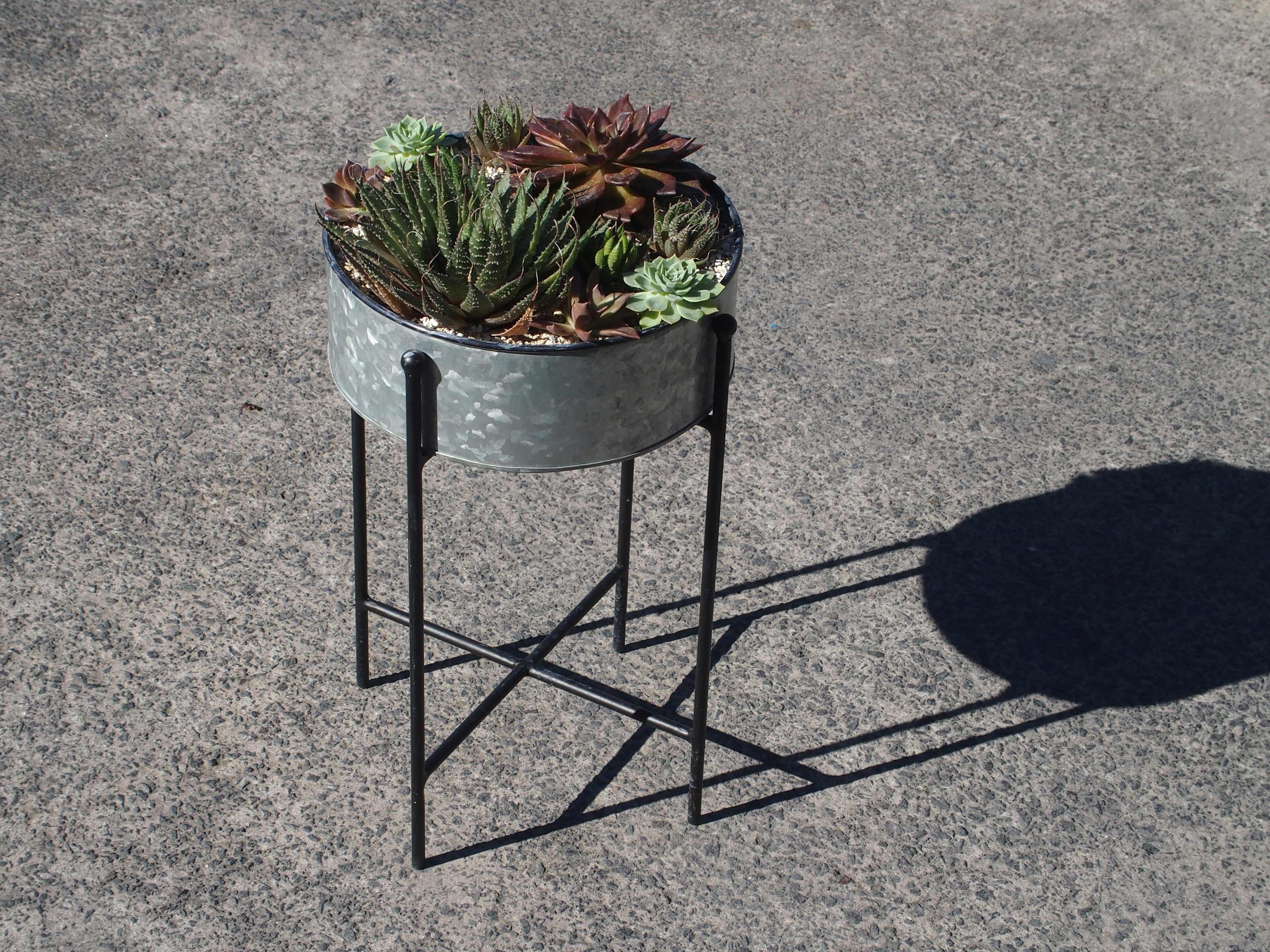 Galvanised Dish on Stand