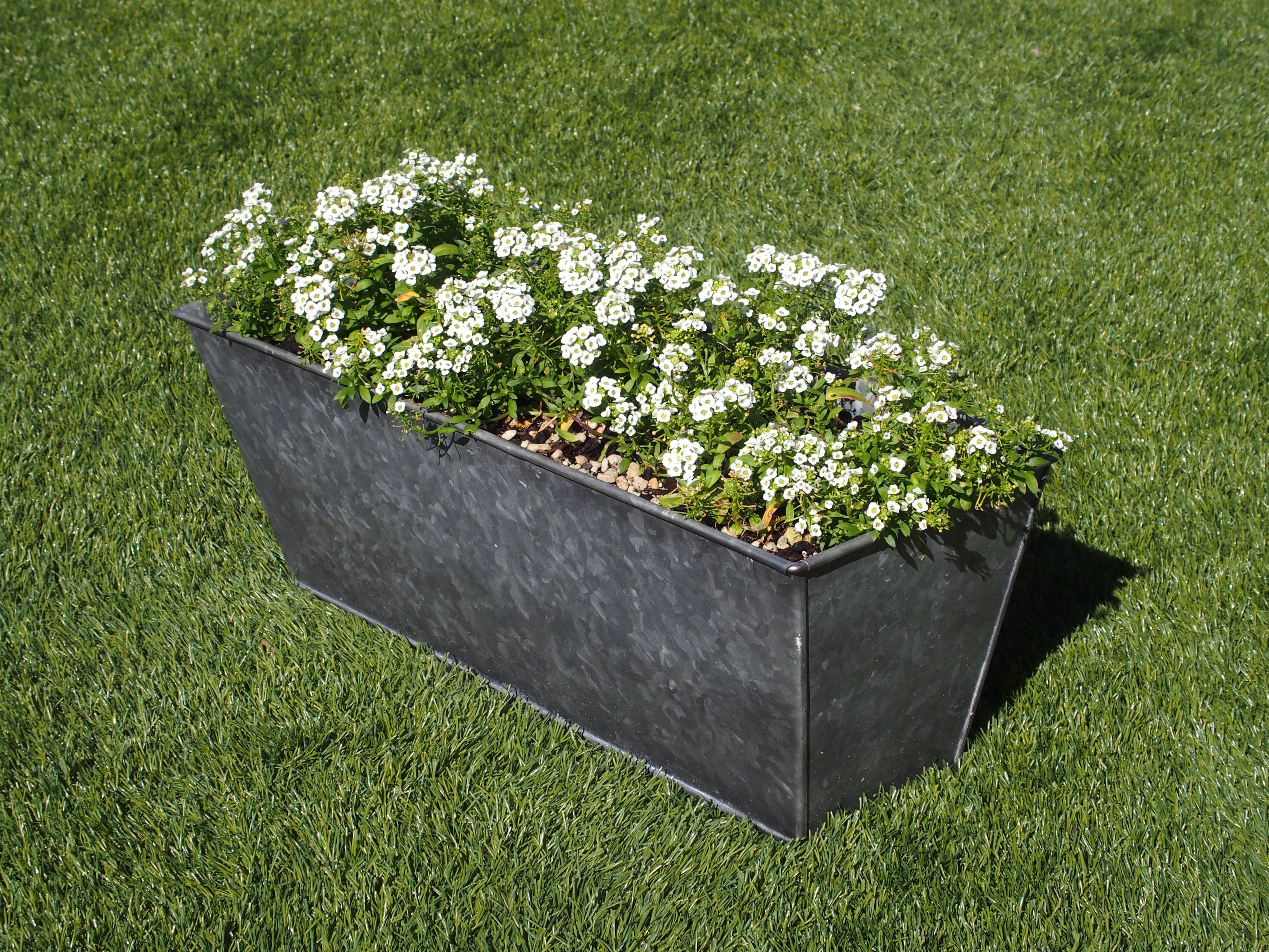 Galvanised Rectangle Planter with Antique Finish