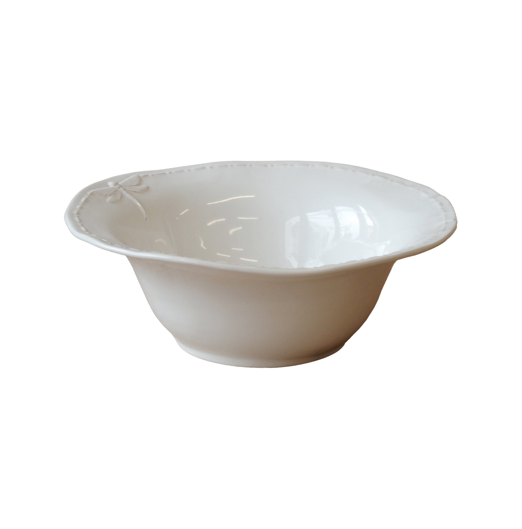 Dragonfly Salad Bowl White