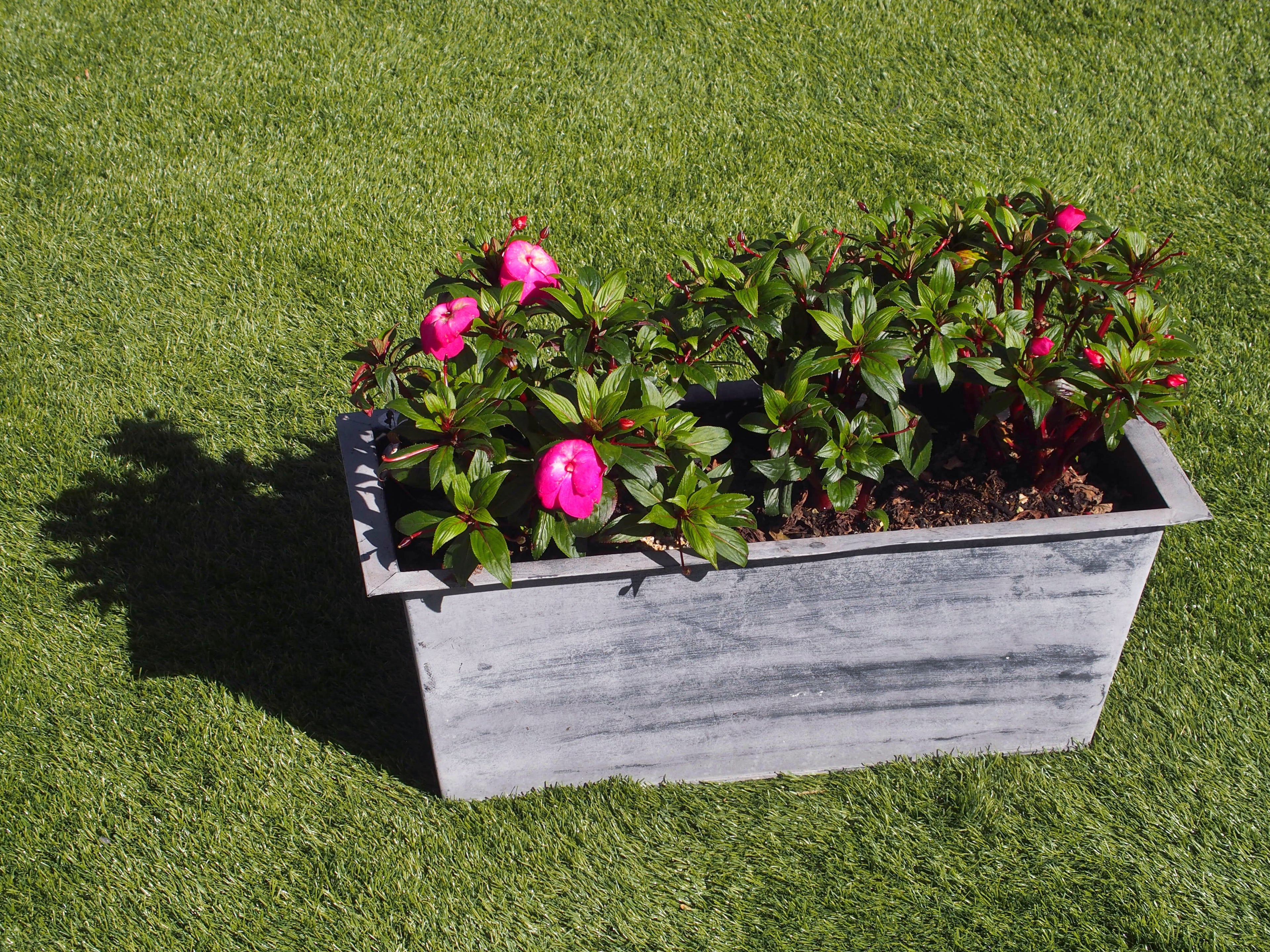 Galvanised Rectangle Planter wih Patina Finish