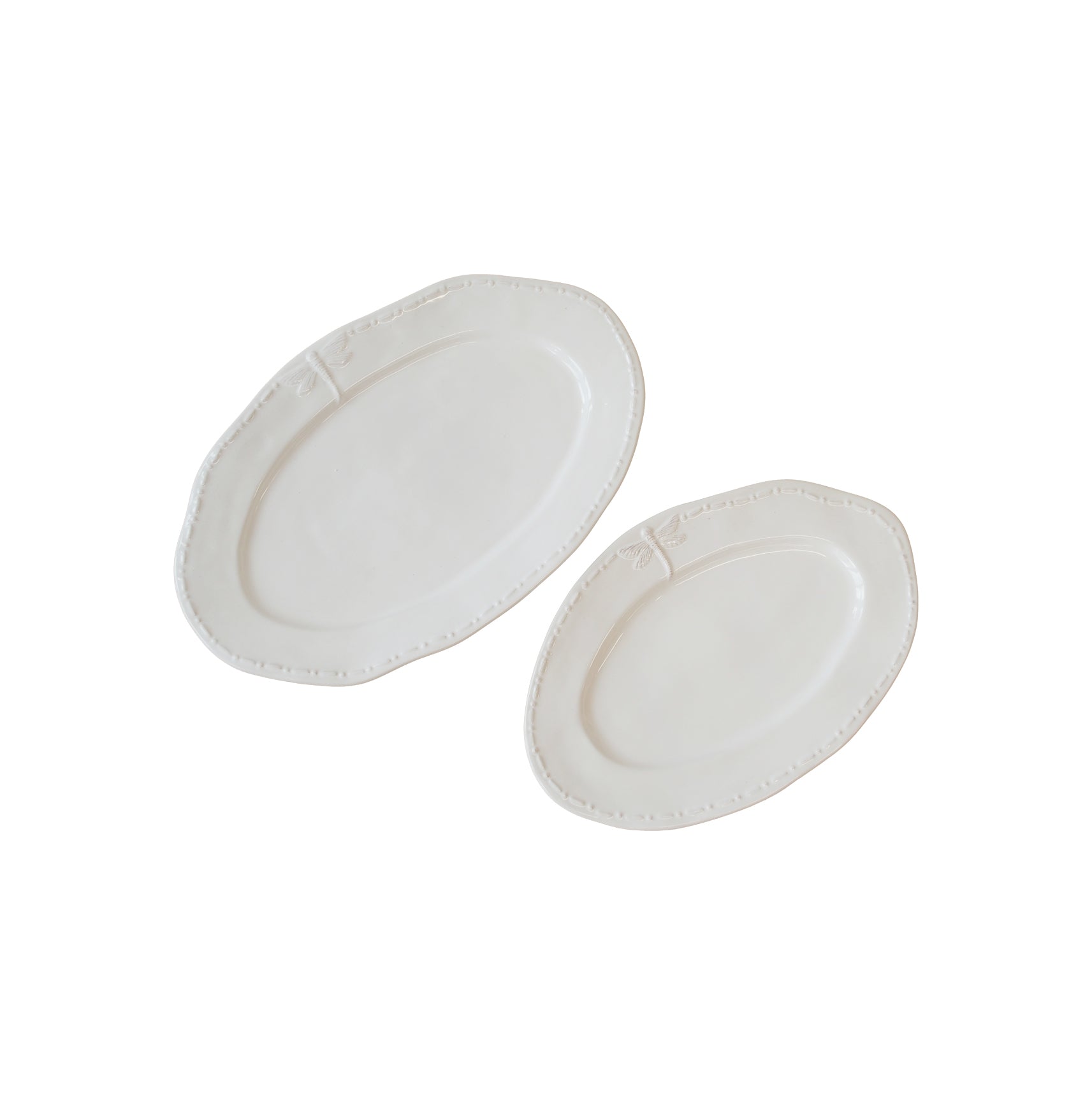 Dragonfly Platter Oval White
