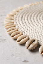 Close-up of shell edging on the Kerang white seagrass placemat